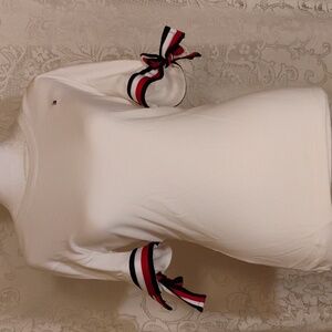 Tommy Hilfiger Women's White Top with Ribbon Detail